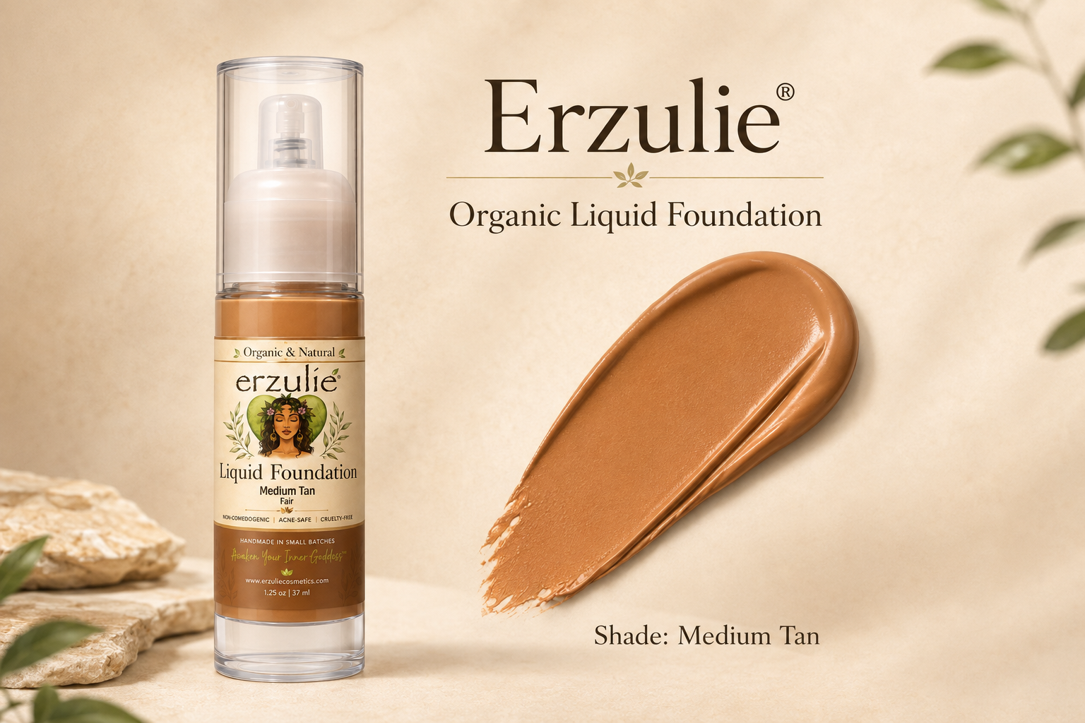 Organic Liquid foundation in MEDIUM TAN
