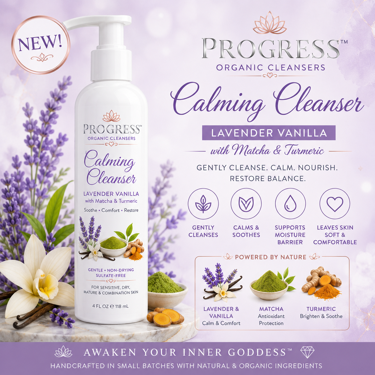 Organic Calming Facial Cleanser Matcha Turmeric - Image 2